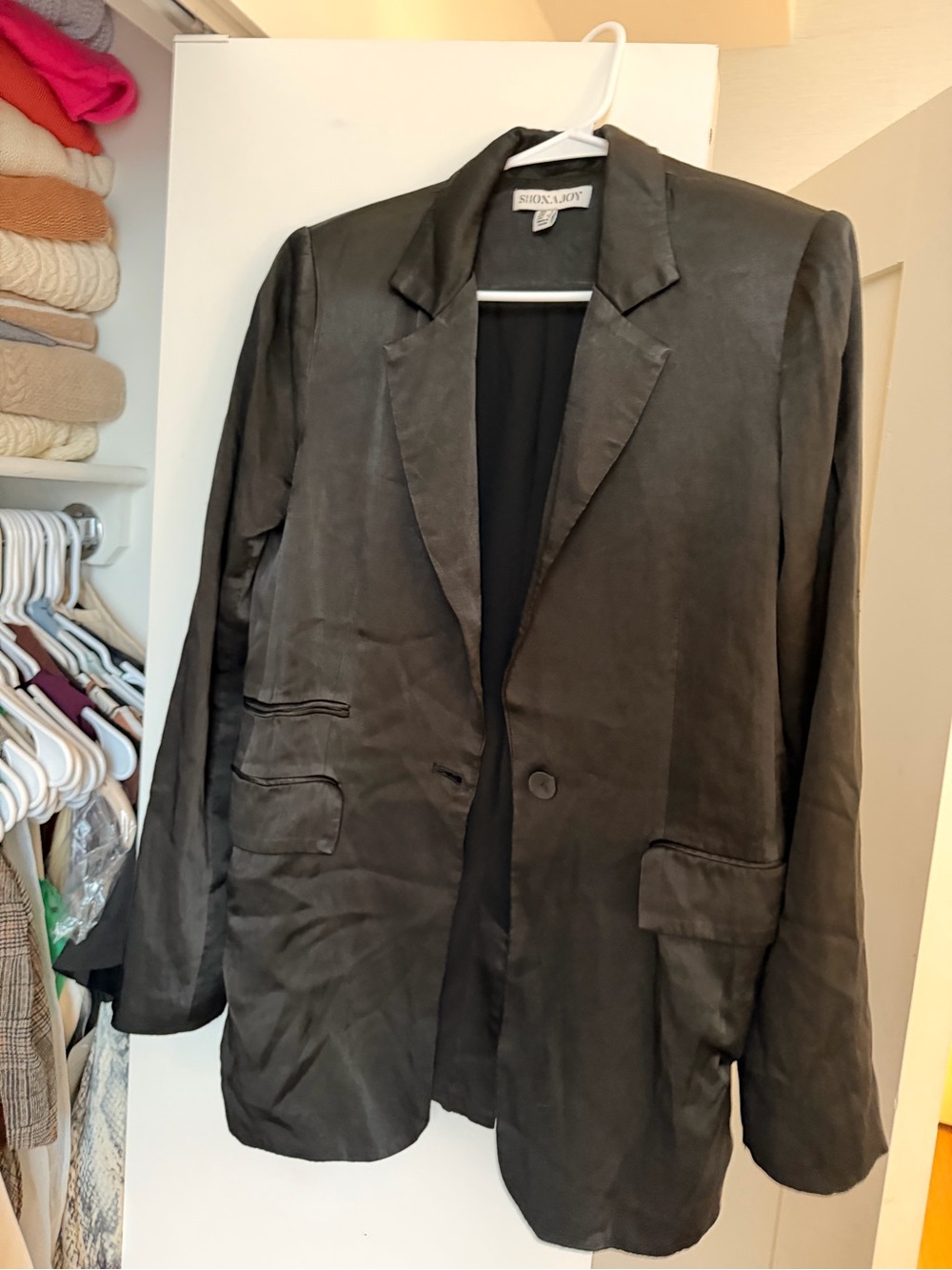Shona Joy Black Satin Blazer